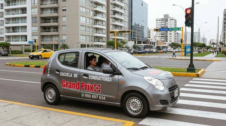 Auto de Grand Prix detenido en un semáforo